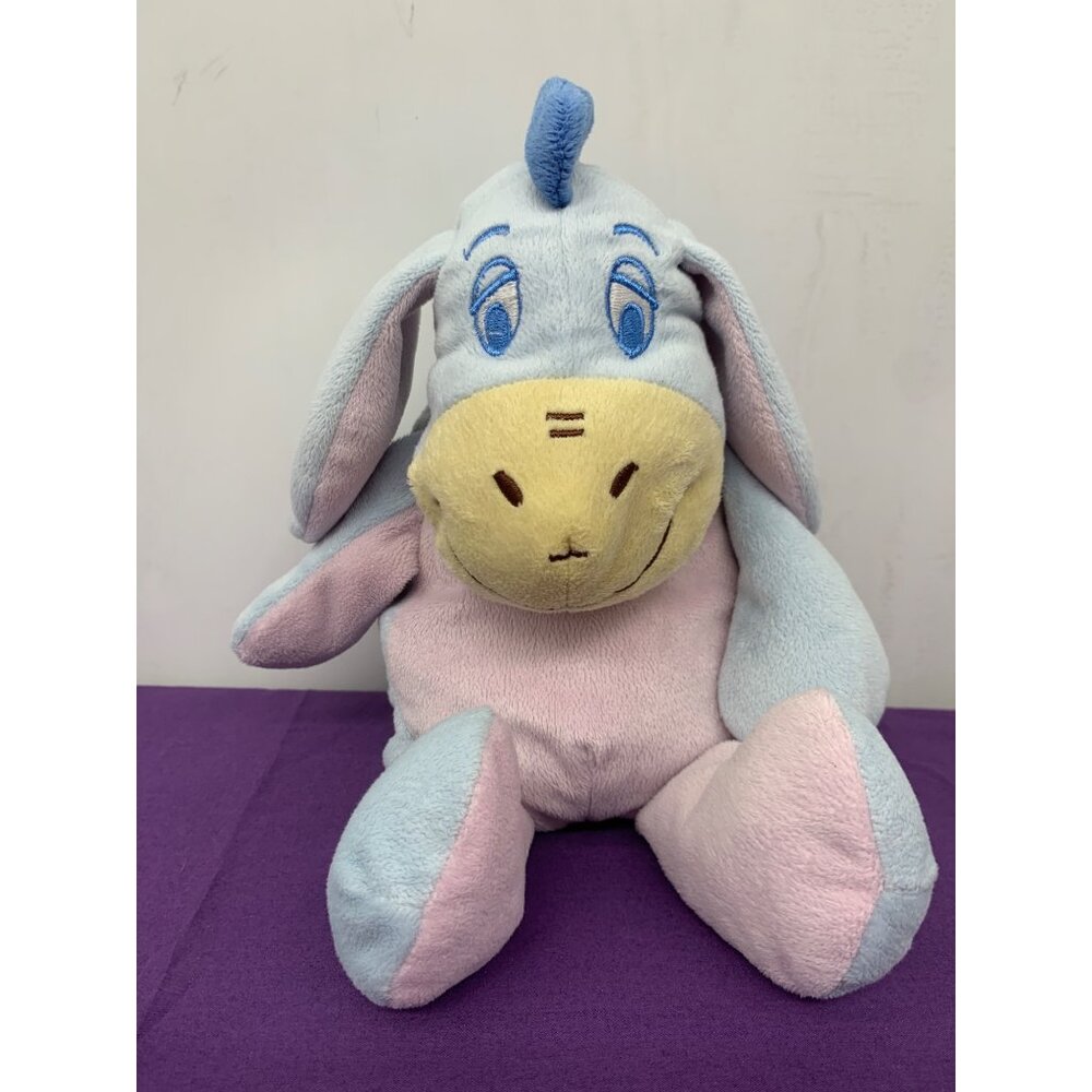 Disney Baby Eeyore Rattle 9 Inch Plush Stuffed Animal Blue Purple Embroidered Fa